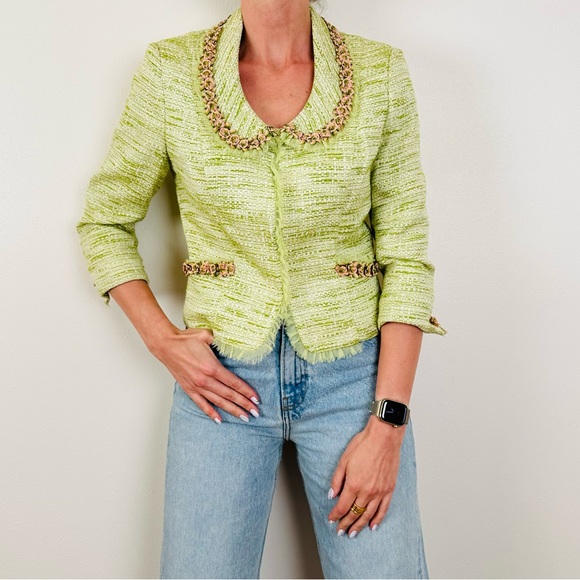 Alberto Makali vintage 90s floral embroidery green long sleeve blazer jacket - Picture 3 of 12